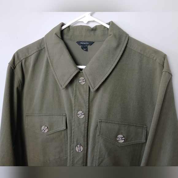 RW&CO Men Button Down Shirt Long Sleeves Kaki Green Size L - Picture 2 of 11